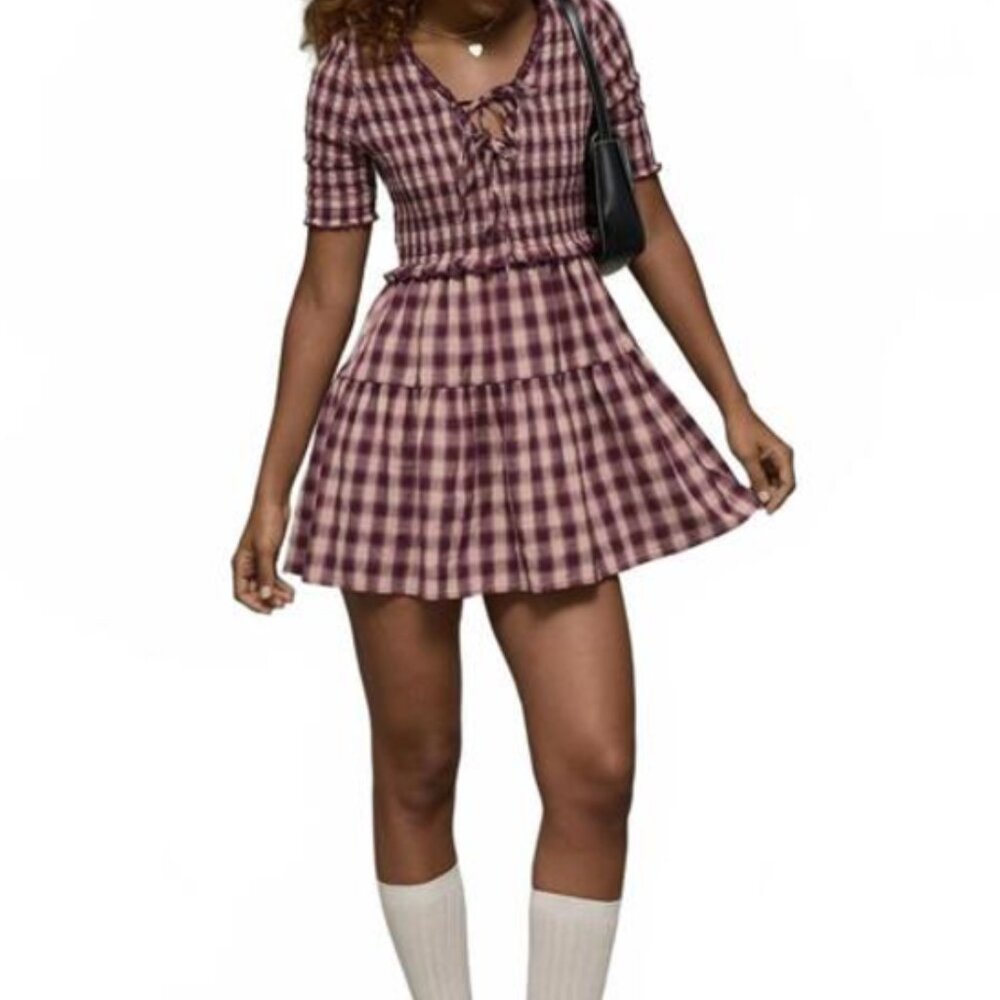 Plaid Tiered Mini Dress | XS | Preppy Chic Everyday Look 🤎
